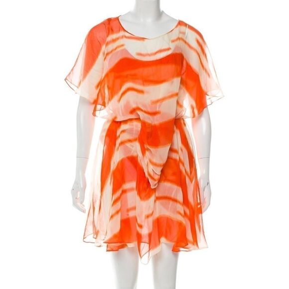 3.1 Phillip Lim Silk Orange Tie-Dye Mini Dress - Picture 1 of 3
